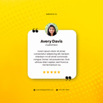 Yellow and White Modern Customer Testimonial Reviews Instagram Post (150 x 150 px)